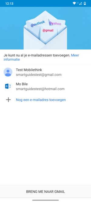 Selecteer BRENG ME NAAR GMAIL
