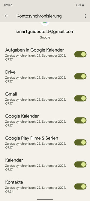 Stellen Sie sicher, dass Kontakte ausgewählt ist