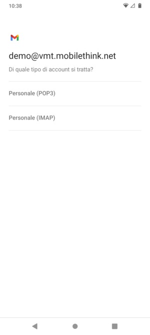 Seleziona Personale (POP3) o Personale (IMAP)