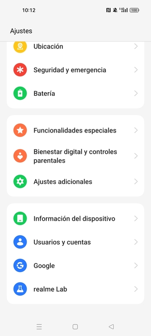Desplácese y seleccione Información del dispositivo
