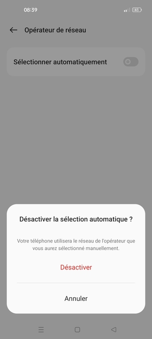 Sélectionnez Désactiver