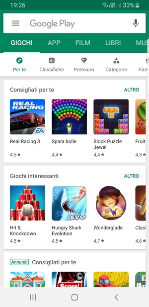 Seleziona la barra di ricerca