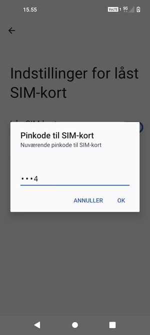 Indtast din Nuværende pinkode til SIM-kort og vælg OK
