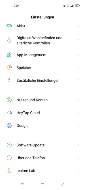 Scrollen Sie und wählen Sie Software-Update