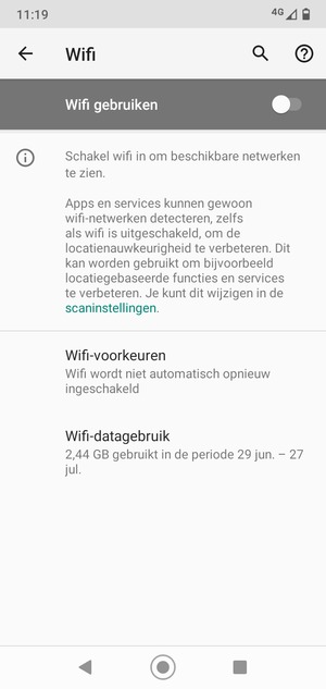 Schakel Wifi gebruiken in