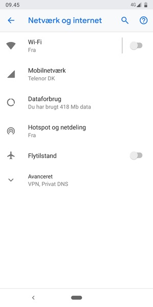Vælg Mobilnetværk