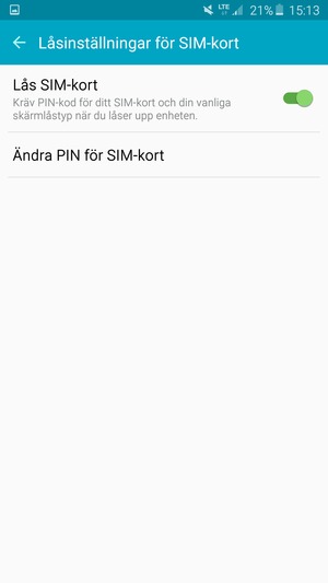 Välj Ändra PIN för SIM-kort