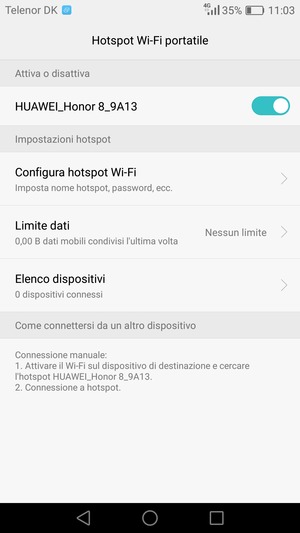 Il telefono è ora pronto per essere usato come modem