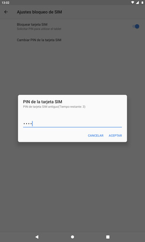 Introduzca su PIN de tarjeta SIM antiguo y seleccione ACEPTAR