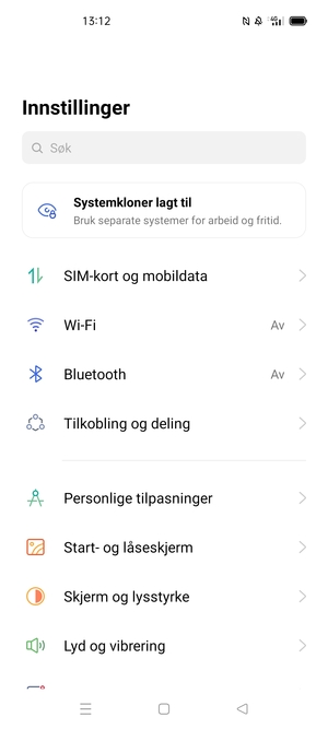 Velg SIM-kort og mobildata
