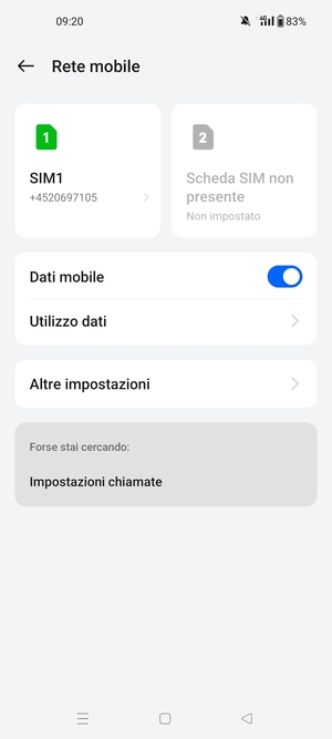 Seleziona SIM1 o SIM2