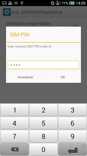 Voer uw Nieuwe SIM PIN-code in en selecteer OK