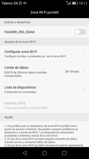 Seleccione Configurar zona Wi-Fi
