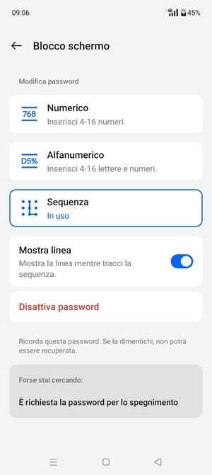 Il tuo telefono è ora protetto dal blocco schermo
