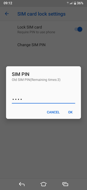 Enter your Old SIM PIN and select OK