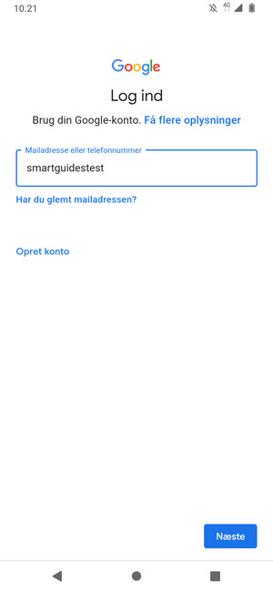 Indtast din Gmail adresse og vælg Næste