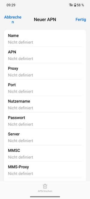 Geben Sie MMS-Informationen ein