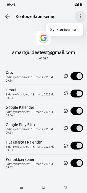 Vælg Synkroniser nu
