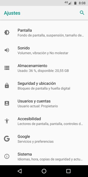 Desplácese y seleccione Sistema