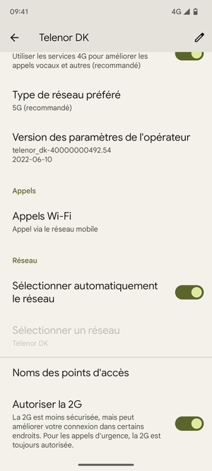 Sélectionnez Noms des points d'accès