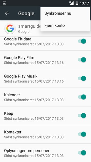 Vælg Synkroniser nu