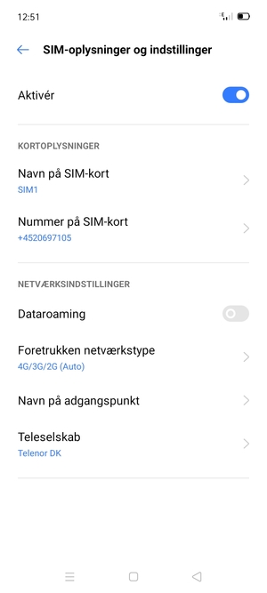 For at skifte netværk, hvis der opstår netværksproblemer, vælg Teleselskab