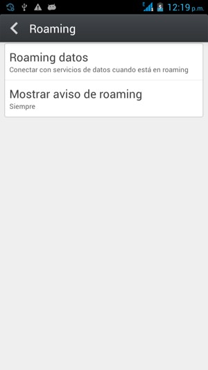 Seleccione Roaming datos