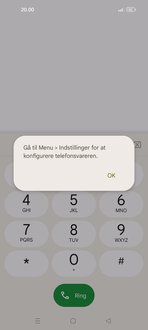 Hvis din telefonsvarer ikke er sat op, vælg OK