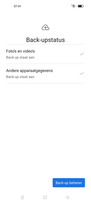Selecteer Back-up beheren