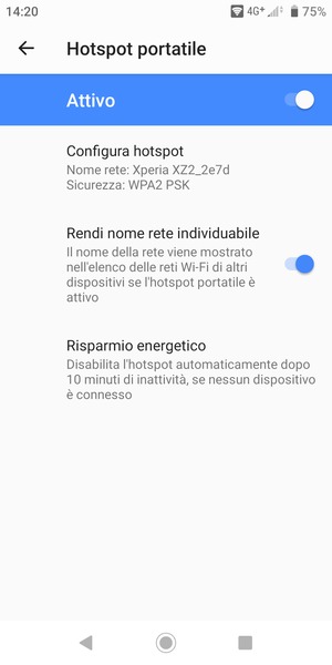 Il telefono è ora pronto per essere usato come modem