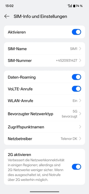 Schalten Sie Daten-Roaming an oder aus