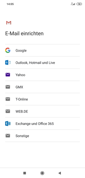 Wählen Sie Google