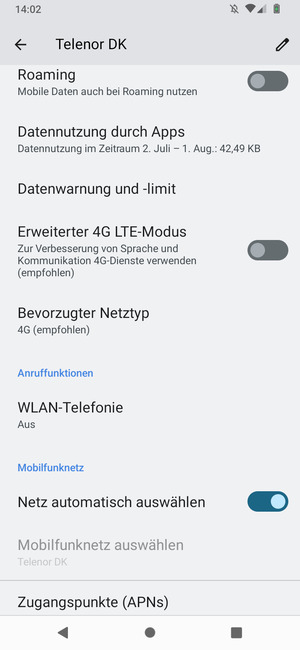 Um das Netzwerk zu wechseln, falls Probleme auftreten, schalten Sie Netz automatisch auswählen aus