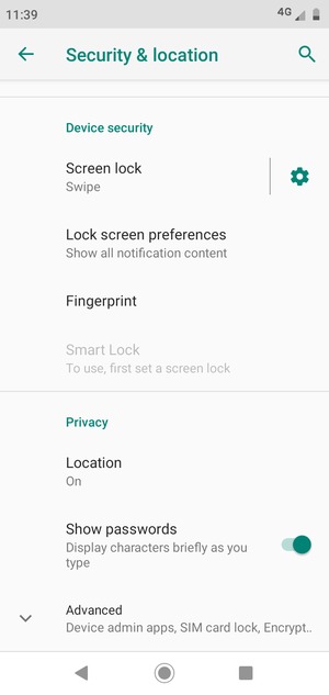 Scroll to and select Advanced