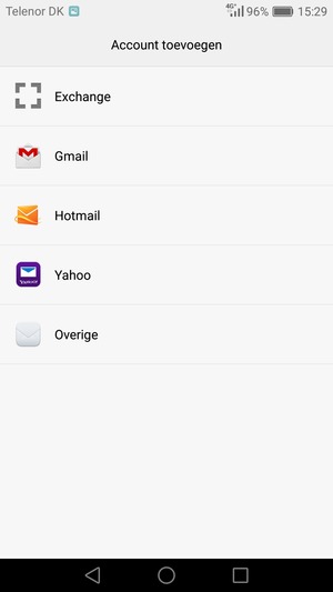 Selecteer Gmail of Hotmail