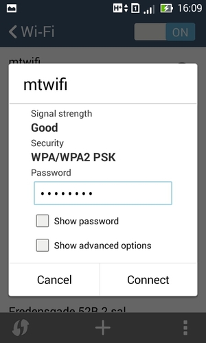 Enter the Wi-Fi password and select Connect