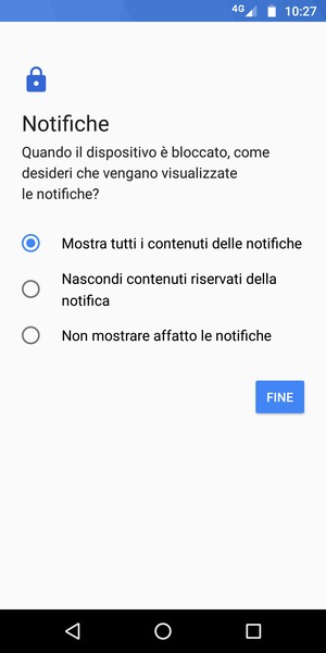 Seleziona la tua opzione preferita e poi FINE