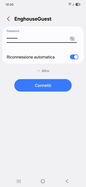 Inserisci la password del Wi-Fi e seleziona Connetti