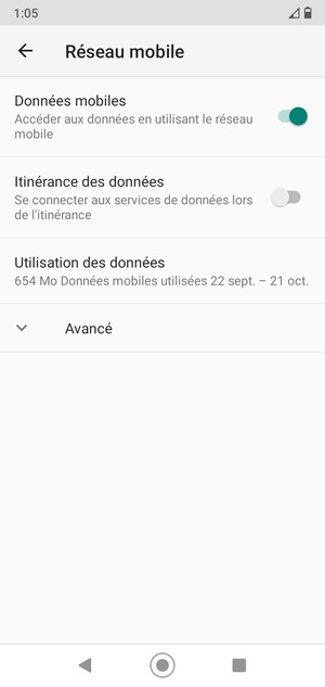 Sélectionnez Avancé