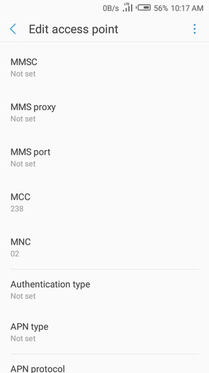 Scroll down and enter MMS information