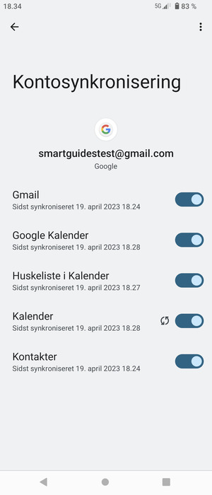 Kontroller at Kontakter er valgt