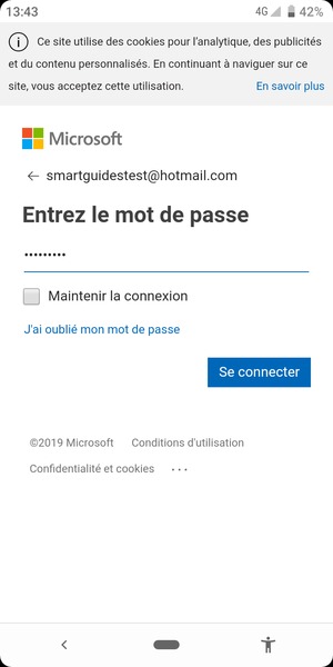 Saisissez votre mot de passe et sélectionnez Se connecter