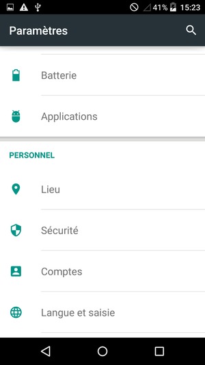Faites défiler et sélectionnez Batterie