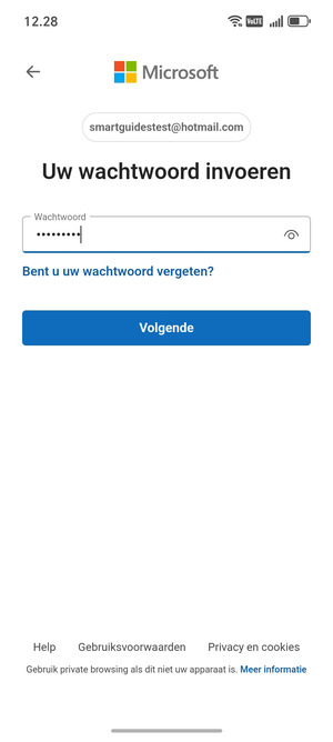Voer uw Hotmail wachtwoord in en selecteer Volgende