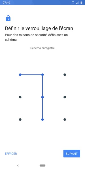 Dessinez un motif de déverrouillage et sélectionnez SUIVANT