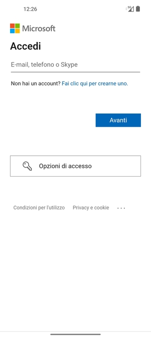 Inserisci il tuo indirizzo email e seleziona Avanti