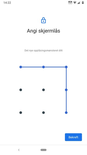 Tegn opplåsingsmønsteret igjen og velg Bekreft
