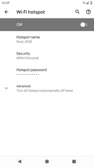 Select Hotspot password