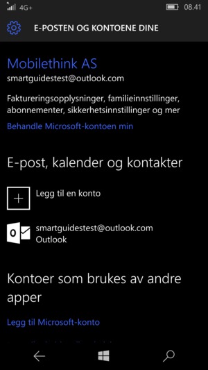 Velg Legg til en konto