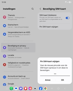 Bevestig uw nieuwe pincode voor de SIM-kaart en selecteer OK